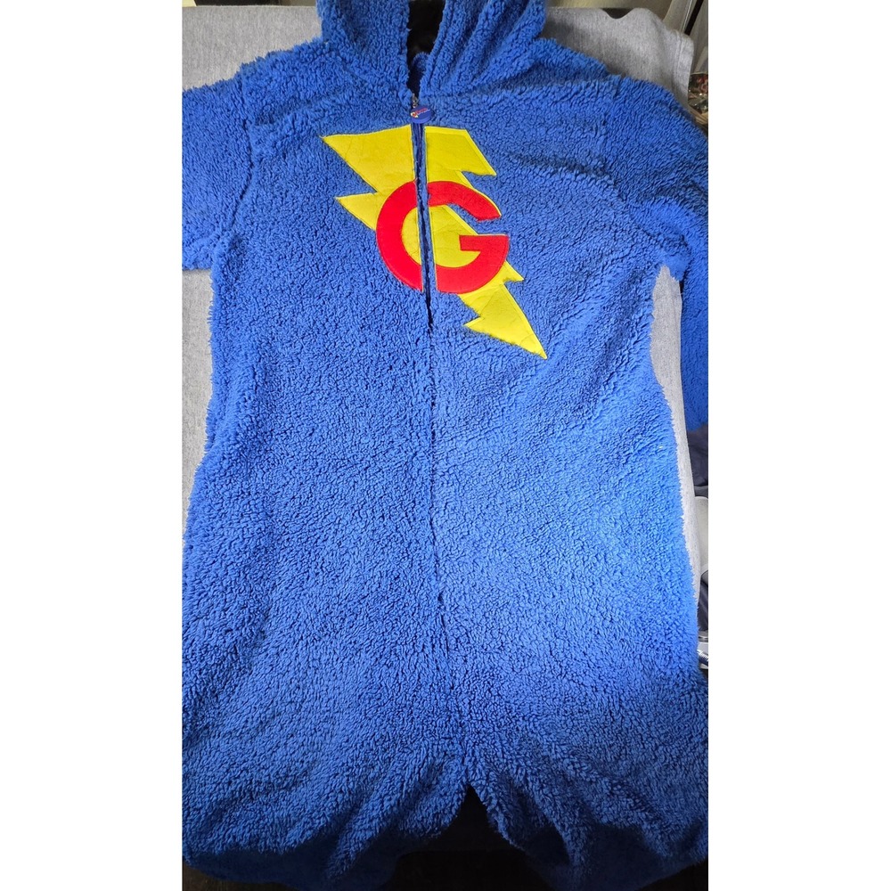 Sesame Street Super Grover Sherpa Fleece Hooded Union Suit Blue S/M Costume
